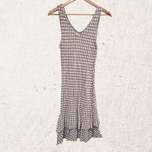 Cream Ruffled Sheath Mini Dress with V-Neck